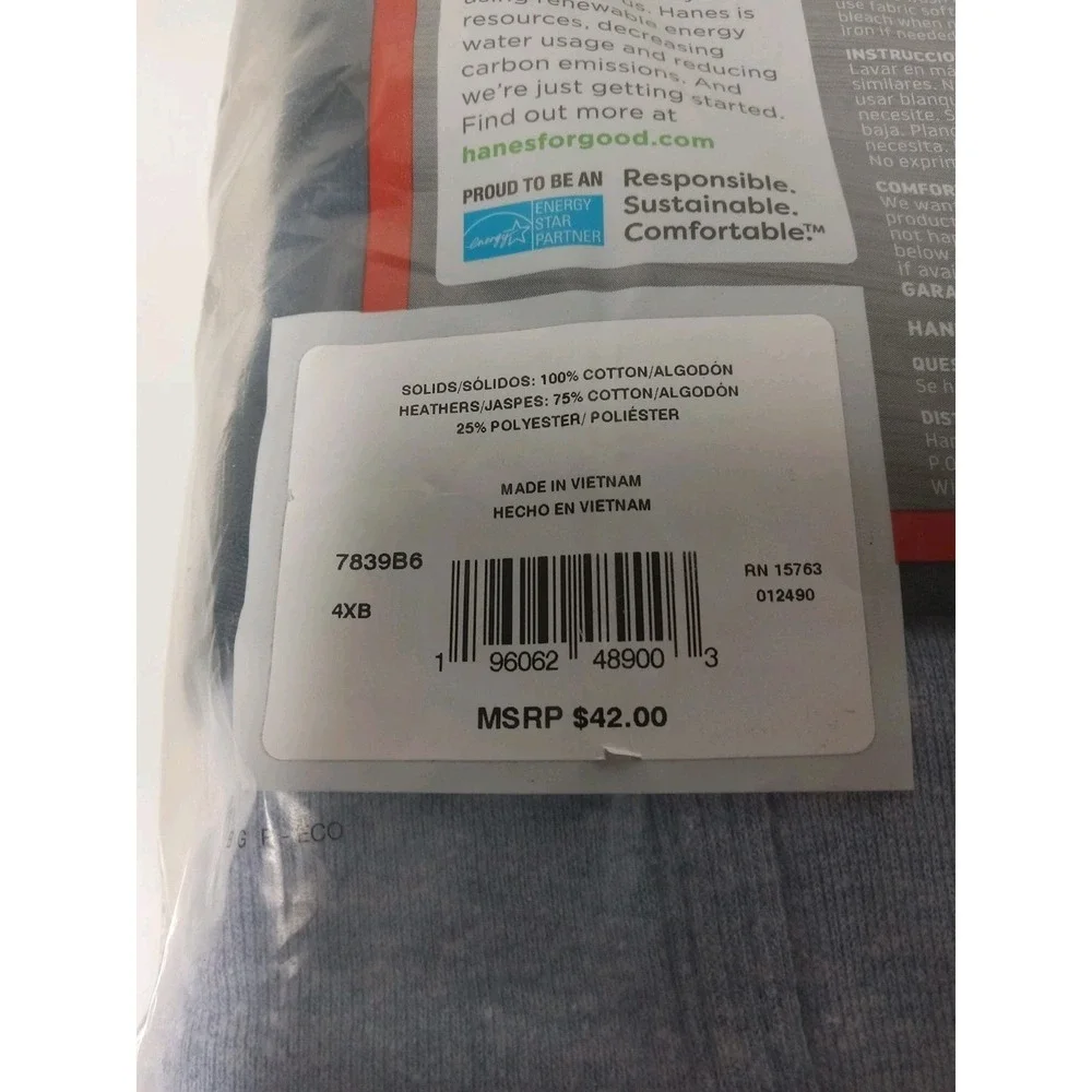 Hanes Ultimate Men's‎ 4XB Big Man Tagless Briefs Underwear 6 Pack Blue